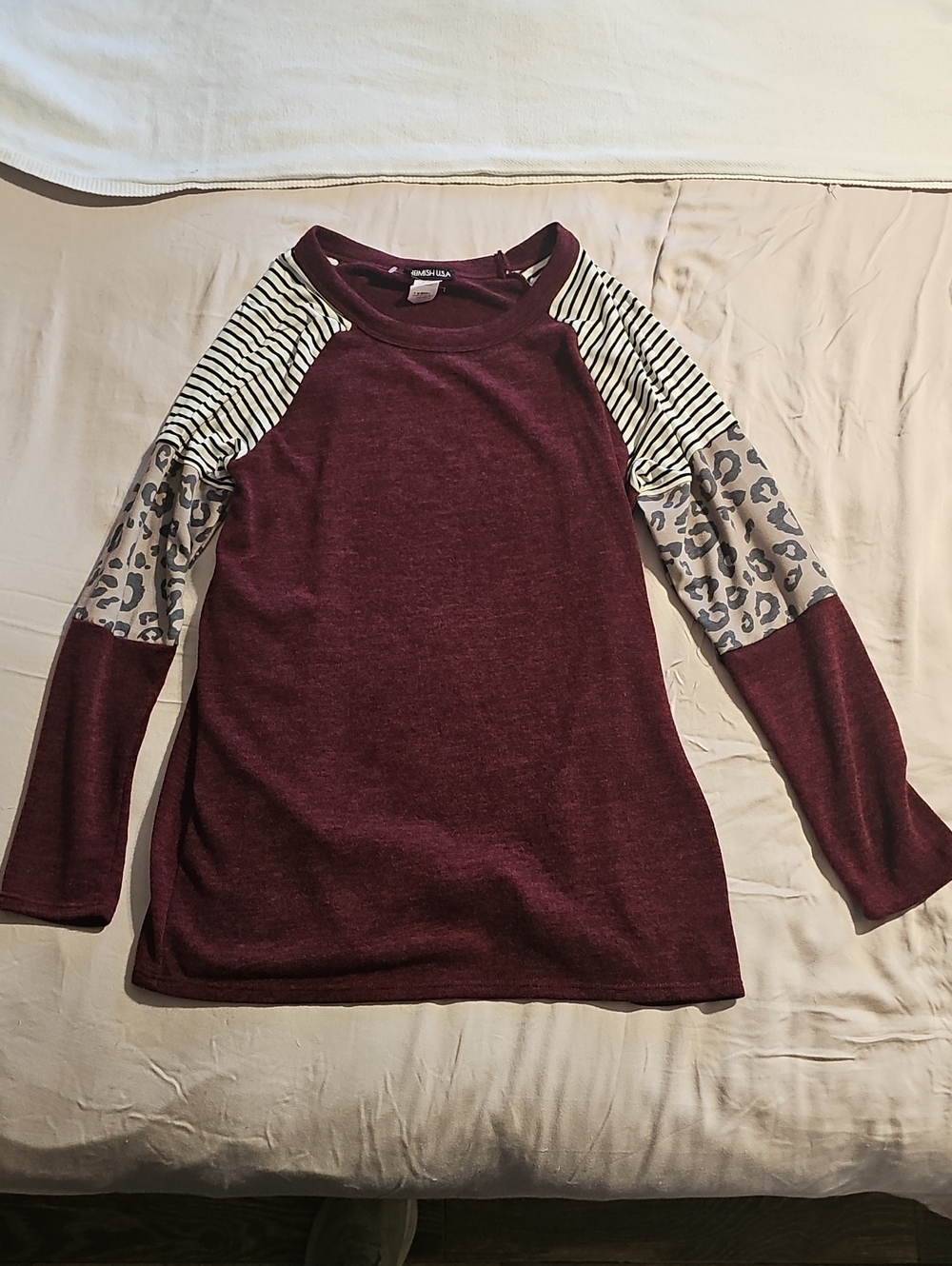 HEIMISH USA Burgundy Mixed-Print Raglan Pullover